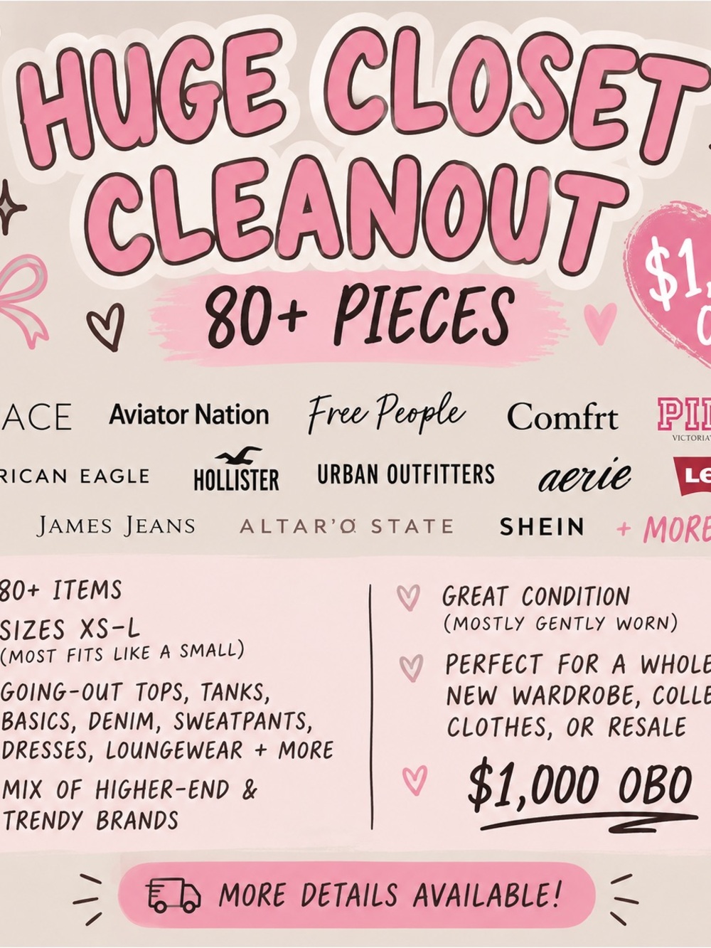 Huge Closet Cleanout Poster - Pink